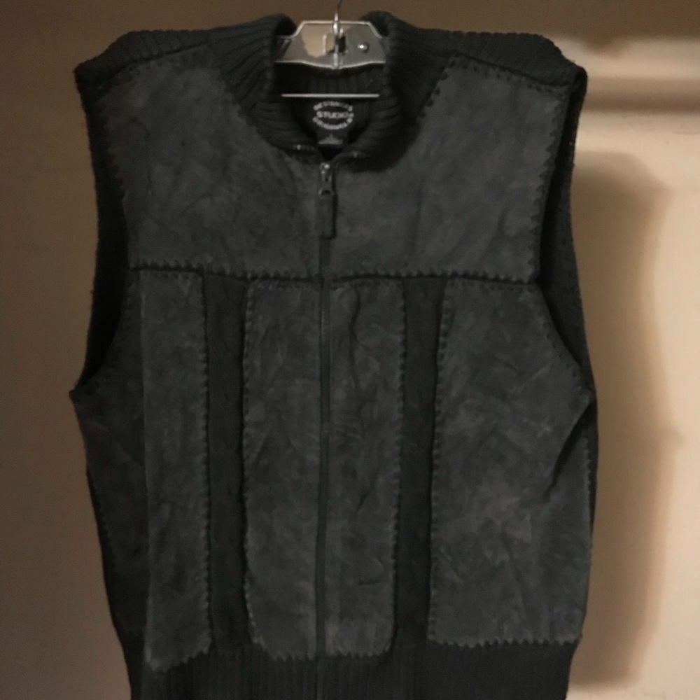 Designer Studio Leather and Knit Vest
